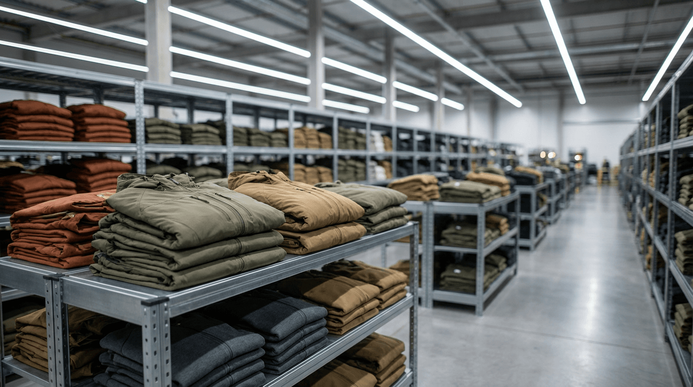 Industrial warehouse aisle in Guanajuato with shelving and inventory